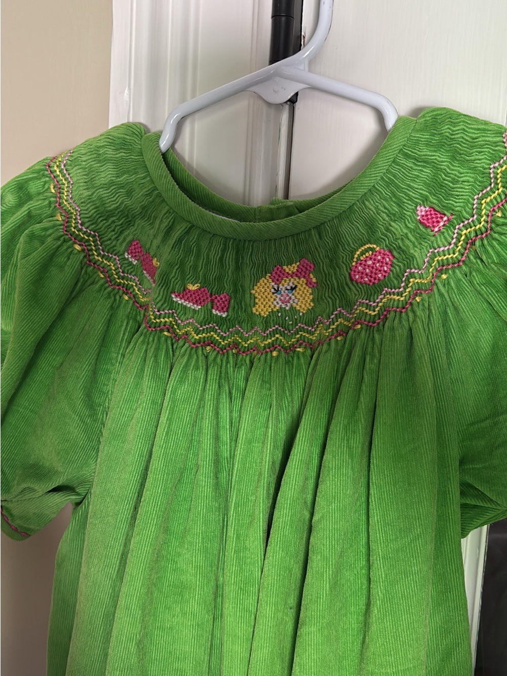 Green Smocked Kids Dress